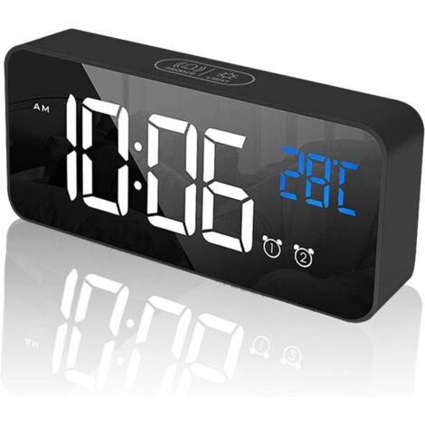 Réveil numérique, réveil LED avec fonction snooze, ports USB de charge (noir)