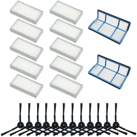 Compatible avec les accessoires de l'aspirateur robot ILIFE V3 V5S V5 V3S : 10 noyaux de filtre, 12 brosses latérales, 2 filtres (1/4)