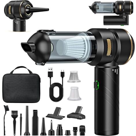 Aspirateur à Main sans Fil 4 en 1, Puissant, 25000 PA, 3 Vitesses 220 000 TR/Min, pour Voiture, Cuisine, PC, canapé, Bureau, Maison et Nettoyage des Poils d'animaux (Jaune doré)