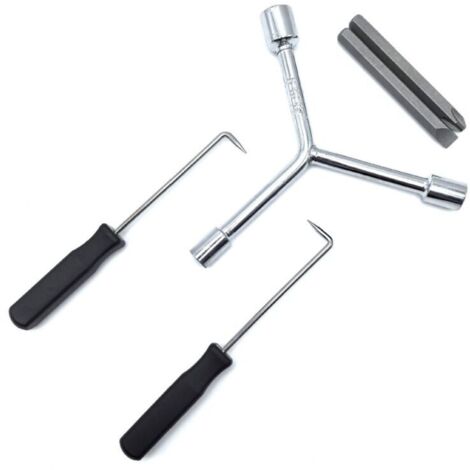 Kit de démontage pour lave-linge, 5 pièces : outils d’extension de ressorts pour tambours intérieur et extérieur, clips de ressort, clé de démontage, outils d’entretien (1/4)