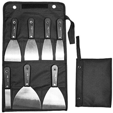 Ensemble de 7 pièces comprenant grattoir, truelle et sac de transport - Ensemble de couteaux à mastic multifonctionnels pour la construction et le bricolage - Ensemble de truelles en acier inoxydable