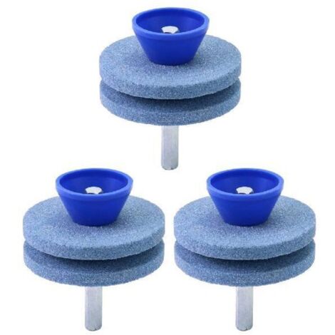 Affûteur de lames de tondeuse en 3 parties, affûteur d'outils de jardin, compatible avec les perceuses électriques et manuelles, bleu