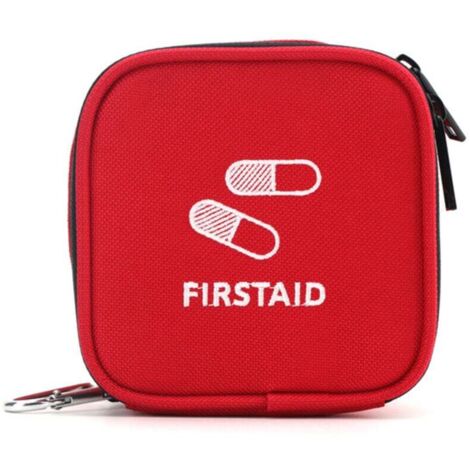Trousse de premiers secours portable Oxford Red pour la maison, le camping et la randonnée, compacte et robuste pour les urgences et les premiers secours