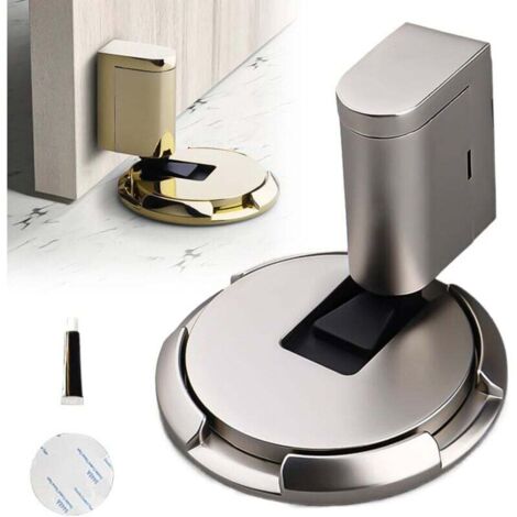 Cale Porte Bloc Porte, Butee de Porte Stop Porte, Magnétique en Métal Butée de Porte, Butee de Porte Magnetique Arrêt de Porte en Métal, loquet de porte magnétique pour maison,Brossé
