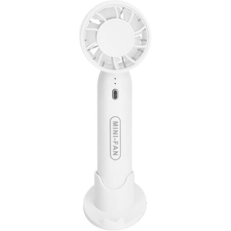 Ventilateur rechargeable avec support, 3 vitesses, silencieux, portable, adapté aux étudiants (blanc)