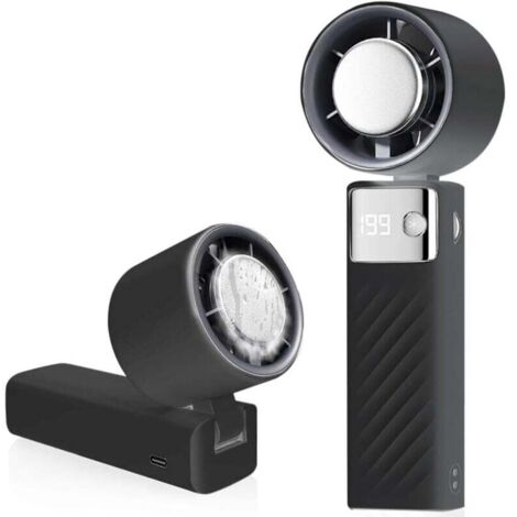 Ventilateur portable, mini ventilateur rechargeable 5000 mAh, petit ventilateur turbo silencieux à vitesse réglable (1 à 199), ventilateur de refroidissement pour camping, sport, voyage (noir)