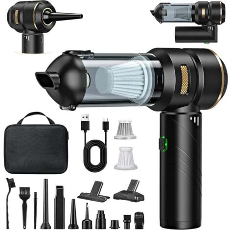 Aspirateur à Main sans Fil 4 en 1, Puissant, 25000 PA, 3 Vitesses 220 000 TR/Min, pour Voiture, Cuisine, PC, canapé, Bureau, Maison et Nettoyage des Poils d'animaux (Jaune doré)