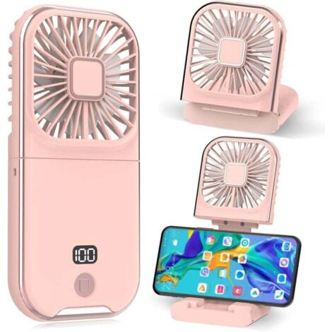 Mini Ventilateur Portable Ventilateur à Main USB Rechargeable Petit Portatif Portable Ventilo Ventilateur de Poche Silencieux Fan Pour Bureau, Maison, Extérieur, Dormir (Rose)