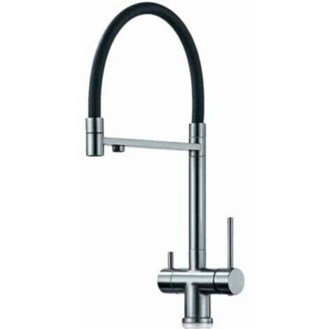 Robinet à osmose inverse 3 voies, extensible, design élégant, rotatif, de la série Helios, laiton rouge gris (1/4)
