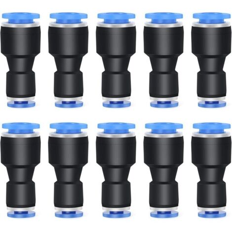 Lot de 10 réducteurs de tube droit de 8 mm de diamètre extérieur x 6 mm de diamètre extérieur pour accessoires de connexion, raccords pneumatiques, connecteur réducteur de tuyau