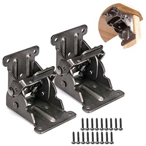 Pieds de table pliables avec verrouillage - Support pour meubles en acier - 2 pièces (1/4)