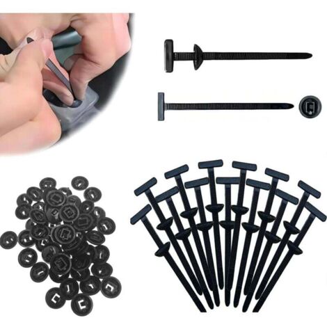 100PCS Nylon Universal Cable Tie Buckle, Collier de Serrage Serre-Câbles Robustes, liens de serrage plastique,UV Resistant Black Cable Ties Tool Accessory for Car Daily Repair, Bumper Retainer Clips