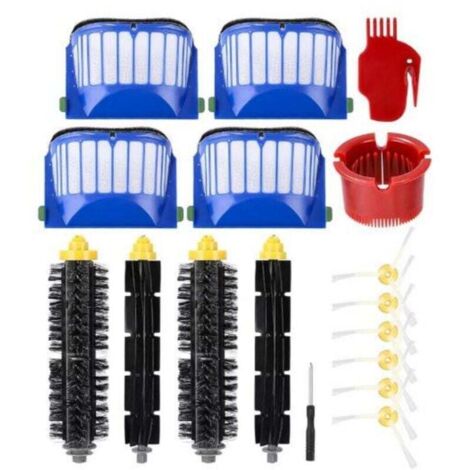 Ensemble de 17 pièces d'accessoires de remplacement pour iRobot Roomba série 600 605 615 616 620 621 630 635 650 652 660 665 680 690 695 Pièces de rechange Brosses et filtres pour aspirateurs robots (1/4)