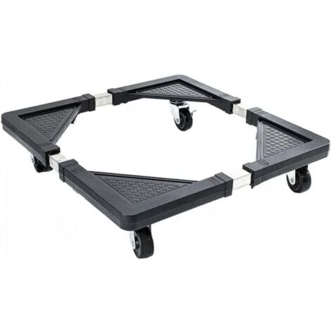 Socle pour lave-linge à roulettes de 43 x 43 à 65 x 65 cm, support réglable pour sèche-linge et réfrigérateur pivotant à 360° sous bureau, supporte les objets lourds jusqu'à 200 kg, soucoupe à roulett