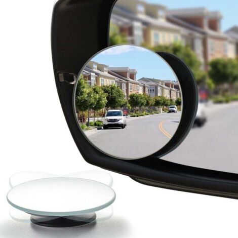 Rétroviseur d'angle mort, 2 pouces, rond, en verre HD, sans cadre, convexe, accessoire extérieur avec bâton réglable grand angle pour voitures, SUV et camions, lot de 2