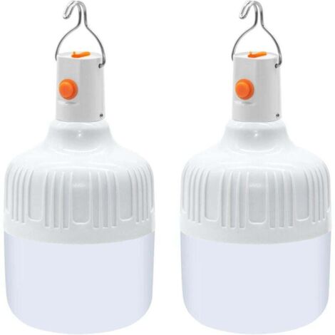 2 Pièces Lanterne Camping LED, Lampe Camping USB Rechargeable Puissante 500 Lumens Lampe Exterieur, 3 Modes Luminosité, Portable Étanche Lampe Tente pour Camping Pêche Randonnée Jardin Secours