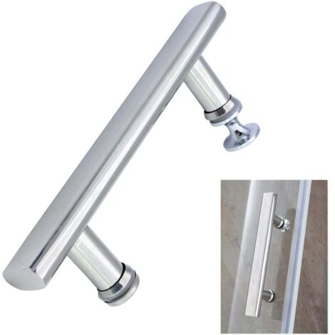 Poignée de porte de douche, entraxe de 145 mm, en acier inoxydable, pièce de rechange pour porte de douche en verre, bouton argenté.