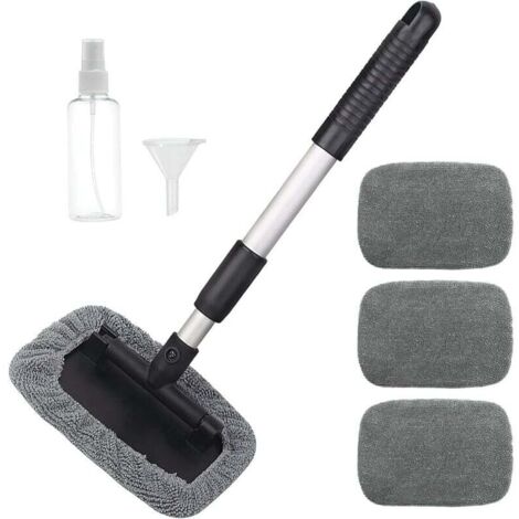 Brosse Nettoyage Voiture Extensible de Pare-Brise, Kit Nettoyage Voiture avec 4 Brosse Lavage Voiture en Microfibre, Brosse de Fenêtre Telescopique Rotation à 180° Nettoyage pour Pare-Brise Kit