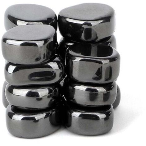 20 Pièces Aimants en Hématite Noirs, Pierres Magnétiques Naturelles Irrégulières, Pierres Magnétiques de Jeu avec Corde, Aimant Décoratif pour Famille Bureau Fête Réfrigérateur（12-14mm）