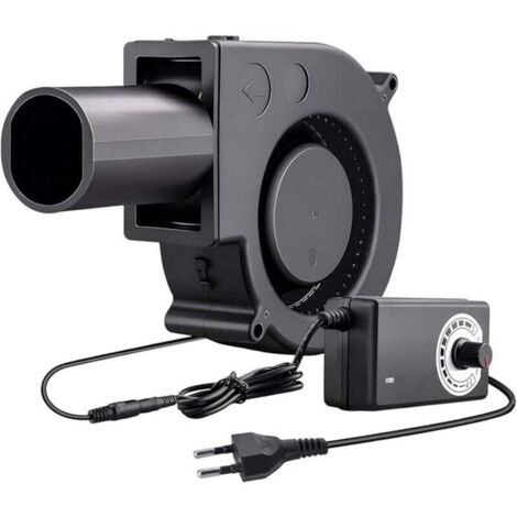 Ventilateur Turbine 12V, Ventilateur Radial Réglable avec Variateur de Vitesse et Sortie d'air, pour Cheminées, Pique Niques, Camping, Barbecues, Climatisation et Ventilation