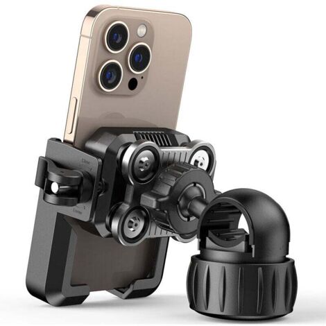 Support Téléphone Moto Anti-vibration - [Double Amortisseur] 360° Rotation, 1S Libération avec Un Bouton, Support Téléphone Vélo pour iPhone 16 15 14 13 12 Series, Huawei, 4,7-6,8" Smartphone