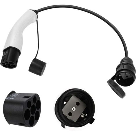 dé Adaptateur Type 2 vers Schuko 16A 0,6m Chargement Facile aux bornes de Recharge/Wallbox 230V, IP55 pour Vélo Électriques, Scooter Électriques et Motos Pas pour V2L