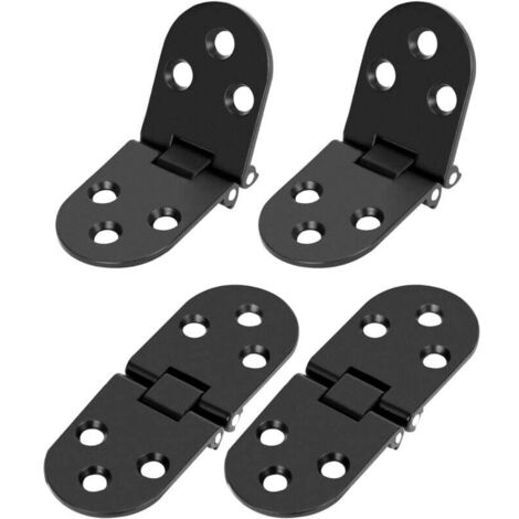 4 charnières noires pliantes à 180 degrés - alliage de zinc inoxydable noir - pour tables pliantes, armoires et boîtes à outils (1/4)
