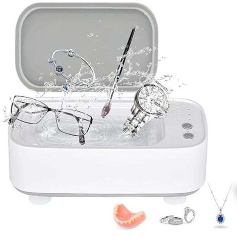 Nettoyeur à ultrasons 45 000 Hz, 500 ml, pour lunettes et bijoux, à ultrasons avec 3 modes de nettoyage, pour lunettes, montres et prothèses dentaires, blanc