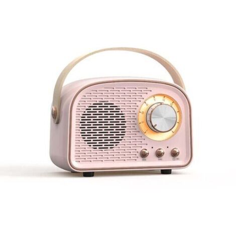 Enceinte Bluetooth radio rétro vintage - Enceinte stéréo sans fil avec radio FM - Design vintage - Enceinte sans fil Bluetooth 5.0 pour un son cristallin - Idéale pour la maison et l'extérieur - Rose