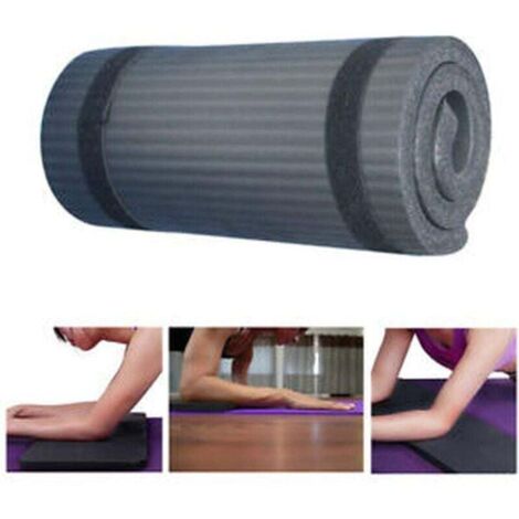Tapis De Fitness Noir Antidérapant 180x60 Cm - Épais, Pour Yoga, Pilates, Gym à La Maison