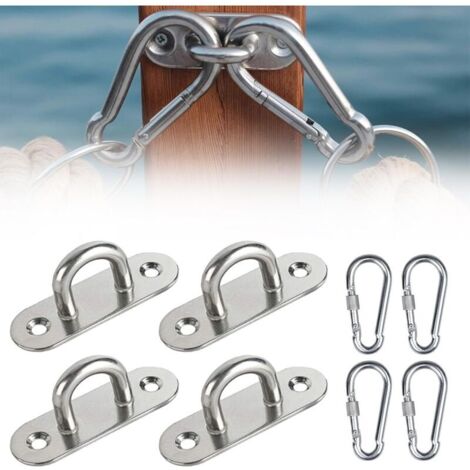 Plaque à œil en Acier Inoxydable, Plaque à Oeillet,8Pièces Plaque à Oeil, 5mm Anneau de Fixation, Anneau Fixation INOX, Anneau Fixation Murale, pour Bateau Plafond Mural Balançoire Hamac Marine