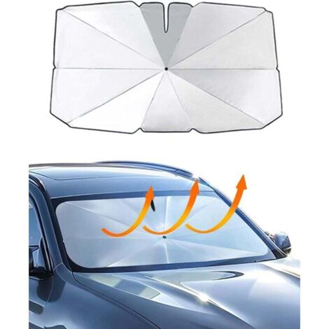 Pluworks Pare-Brise de Voiture,Pliable Pare-Soleil Parapluie Voiture,Protection UV Couverture Pare Brise Flexible Pare-Soleil de Voiture