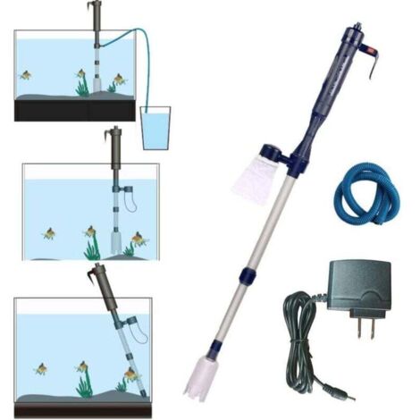 Kit de nettoyage automatique à batterie électrique pour aquarium Nettoyeur de gravier avec adaptateur