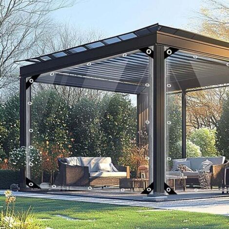 2 x4 m Bâche Transparente avec Œillets Bâche Transparente Imperméable, 420g/m² Bâche Couverture Clair Paravent Terrasse Extérieur (1/3)