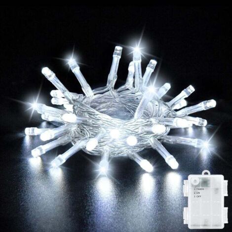 Guirlande Lumineuse, 3M 20 LED Blanc Froid Guirlande Lumières Chambre avec, IP65 Guirlande Lumières Pile pour les Décorations de Noël d'intérieur et d'extérieur. [Classe énergétique G] (1/4)