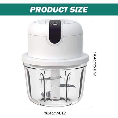 Mini Hachoir Électrique USB Rechargeable 250ml - Sans Fil - Pour Ail, Oignons, Viande, Piment - Compact & Puissant | Leroy Merlin