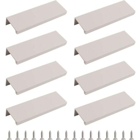 Lot de 8 poignées dissimulées de style moderne, poignée de tiroir à angle droit en alliage d'aluminium invisible poignée d'armoire pour tiroir de quincaillerie d'armoire, 120 mm/gris cachemire