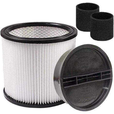 Filtre à cartouche de rechange avec couvercle, compatible avec les filtres en mousse ShopVac 90350, 90304, 90333 et 90585, compatible avec la plupart des aspirateurs secshumides de 15 litres (1/4)