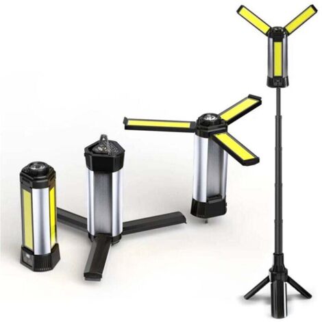 Projecteur de Chantier LED , Batterie D'une Capacité de 6000 mAh, Lampe Chantier Luminosité de 8000 Lumens, Pour Activités Extérieures, Camping en Plein Air [Classe énergétique E]