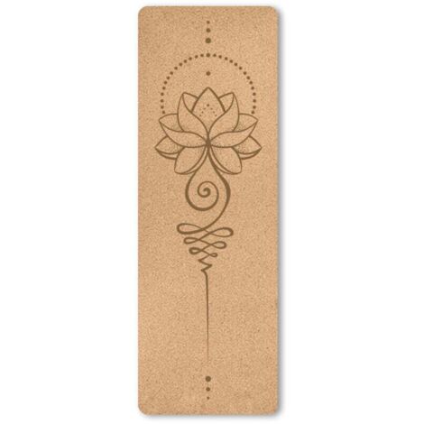 Tapis De Yoga en Liège Naturel 100% Tapis d'exercice Ecologique Haute Densité183X61Cm avec Sangle De Transport pour La Maison, Le Pilates,Le Gymnase Et L'Entraînement