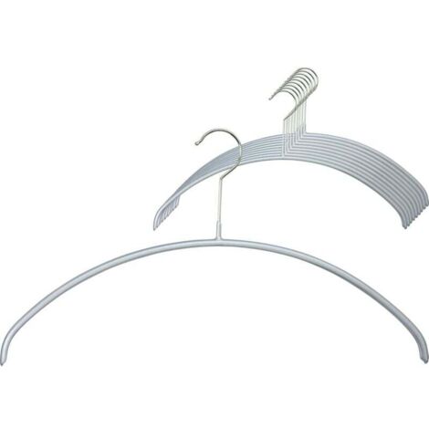 Cintres, Economic P, Lot de 10, Gain de Place, Arrondi, idéal pour Les T-Shirts et Les Pull-Overs, Crochets Rotatifs à 360°, Revêtement Antidérapant, 40 cm, Argent