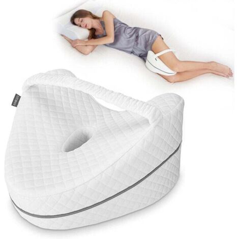 Oreiller de Jambe Oreiller de Genou Orthopédique Genou Ergonomique avec Mousse à Mémoire de Forme pour Dormir pour Soulager la Pression - Hanches, Jambes, Genoux, Blanc