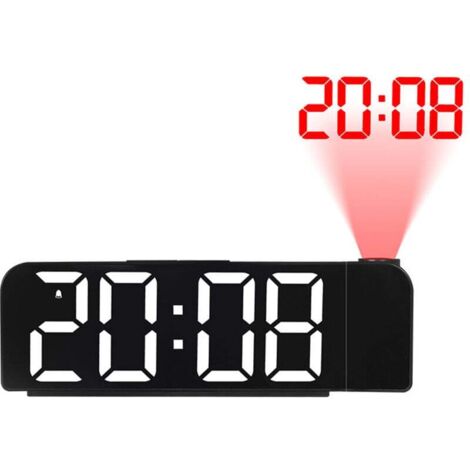 Réveil Projecteur, Réveil Projection Plafond Horloge Projecteur Blanc avec Charge USB, Réveil Matin pour Gros Dormeur/Enfant/Adults, Affichage LED, 12/24H, Snooze