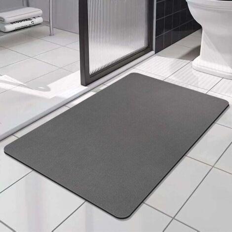 Tapis de Bain Antidérapant Super Absorbant Diatomite Tapis Salle de Bain Microfibre, Microfibre de Doux Séchage Rapide, pour Portes de Salle de Bains, Salon (Gris Foncé, 60x90cm) (1/4)