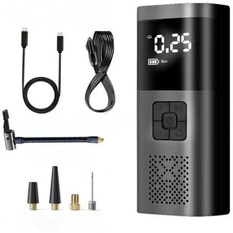 Compresseur à Air Portatif, Gonfleur Pneus Voiture sans Fil avec Jauge, Mini Compresseur 150PSI 12V DC, Accessoire Voiture pour Hommes, avec Lumière LED pour Voiture Moto Bicyclette Boule (1/3)