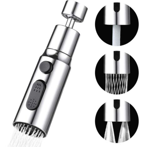 Douchette Evier Cuisine Robinet 360 Degres, 3 Modes Embout Robinet Cuisine avec Aerateur, Mitigeur Evier Cuisine Tete de Robinet Rotative, Adaptateur Robinet Universal Orientable