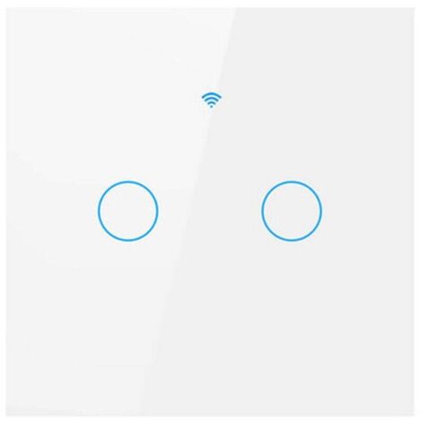 WiFi Interrupteur Intelligent 2 Gang 2 Voie, Commutateur Mural Tactile avec des Minuteries, un Compte à rebours, pas de Neutre Requis, compatible avec APP Smart Life, Alexa et Google Home (1/4)