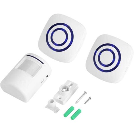 Sonnette sans Fil Detecteur de Mouvement Carillon De Porte Eléctrique 36 Mélodies Alarme De Sécurité avec Emetteur et Récepteur pour Maison Bureau Hôtel Boutique Magasin(1+2 EU) (1/4)