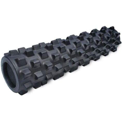 Rouleau de massage relaxant musculaire extensible de 45 cm, axe en mousse pour fitness et fitness - Colonne de yoga robuste en EVA à dents de loup - 45 cm, noir résistant