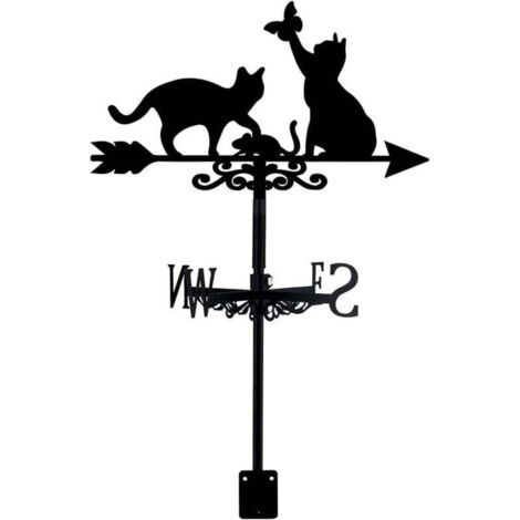 Girouette de Jardin Exterieur Girouettes Chats avec Papillon Animal Métal Girouette de Toit Jardin Direction Signe Girouette Extérieur Ferme Décoration Jardin Vent Outil de Mesure